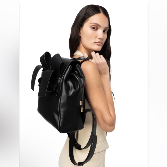New! Pinko Elegant Black Leather Backpack main image 14